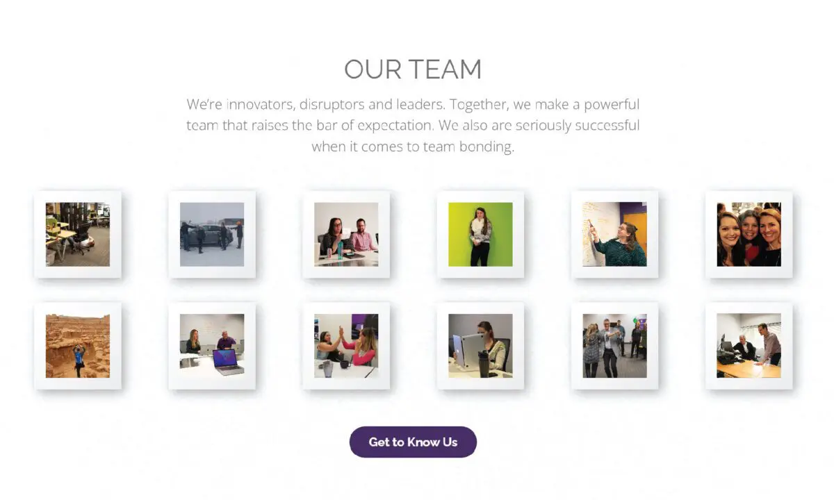 photo of Envano break room wall featuring goofy photos of employees