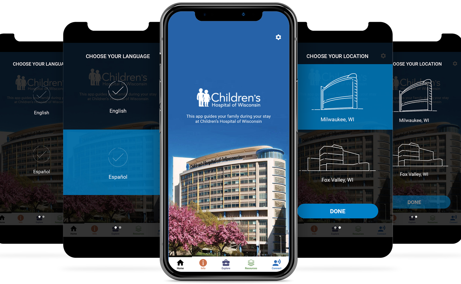 Mobile Examples of Multilingual and Locations Screens