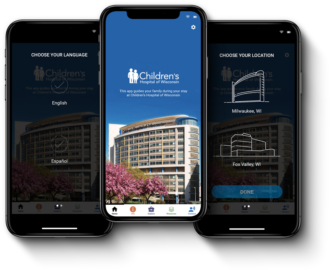 Mobile Phone Examples of Children's Hospital Mobile App