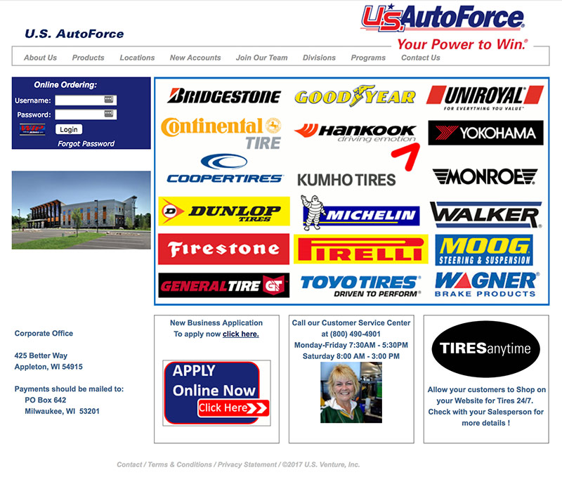 U.S. AutoForce Old Website Screenshot