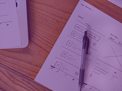 wireframe drawn on paper