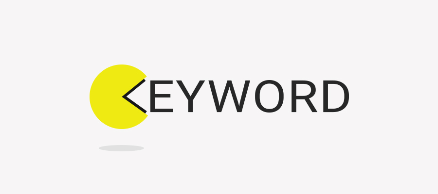 pac man like figure eating the word Keyword