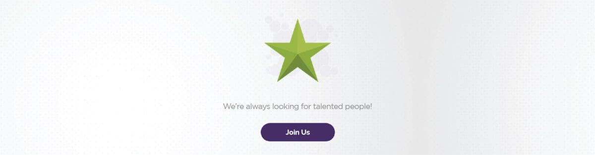 graphic of green star on white background, text reads "we're always looking for talented people."